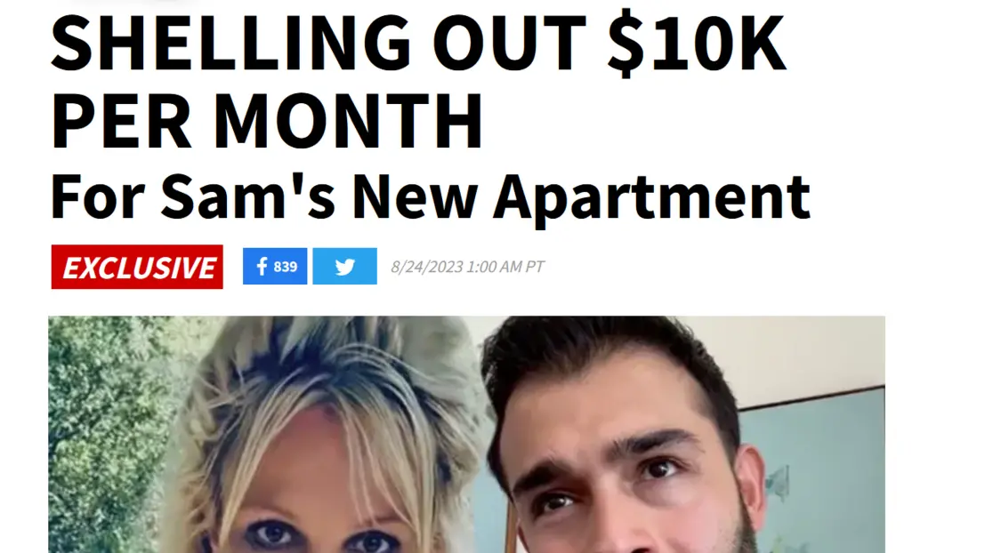 布兰妮与前夫分手后 承担前夫月租1万美元房费